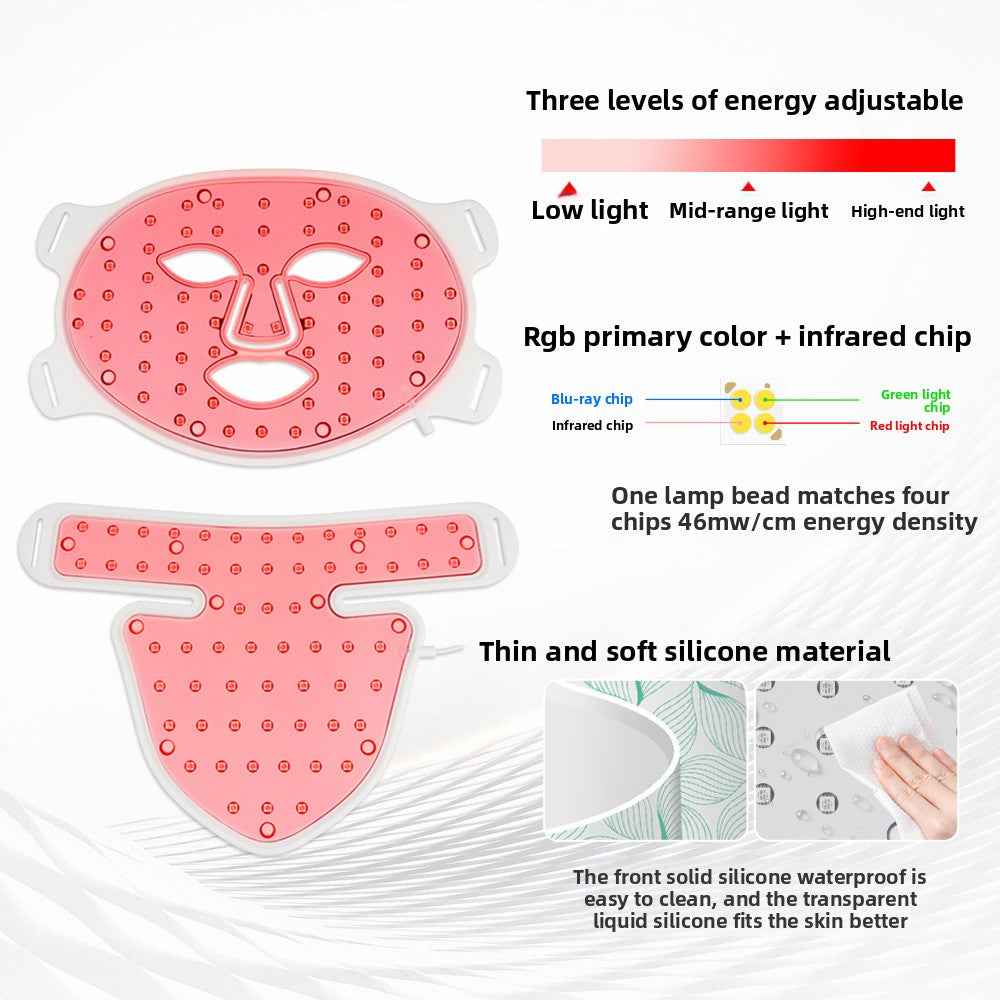 LED light therapy face mask with red and blue light for anti-aging and acne treatment