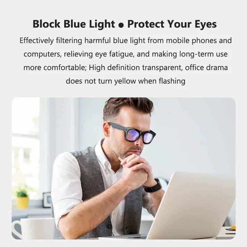 AI Smart Glasses with Built-In Camera, Voice Control, and Blue Light Protection for Hands-Free Photography and Translation - Everyday Genius