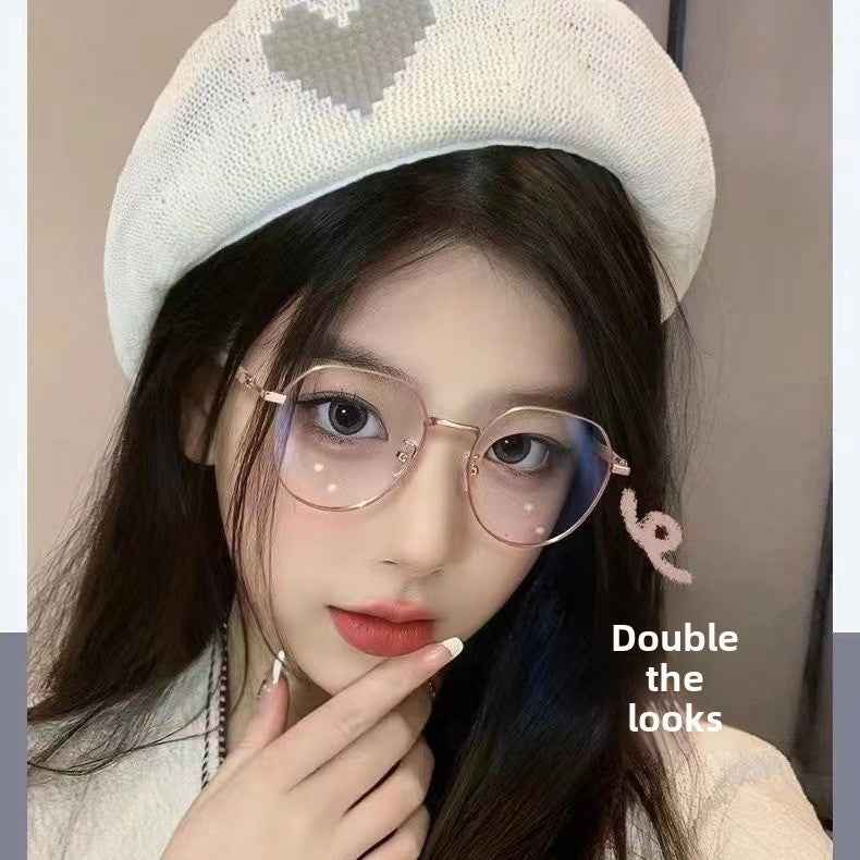 Classic black metal frame blue light glasses with transition lenses