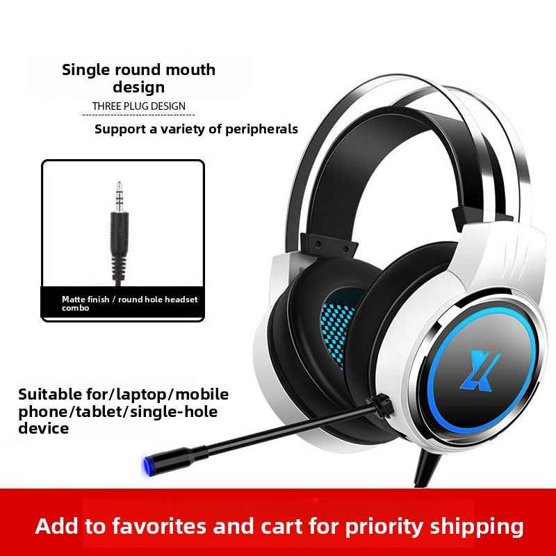 Wired gaming headset with 3.5mm jack compatible with PC, console, and mobile