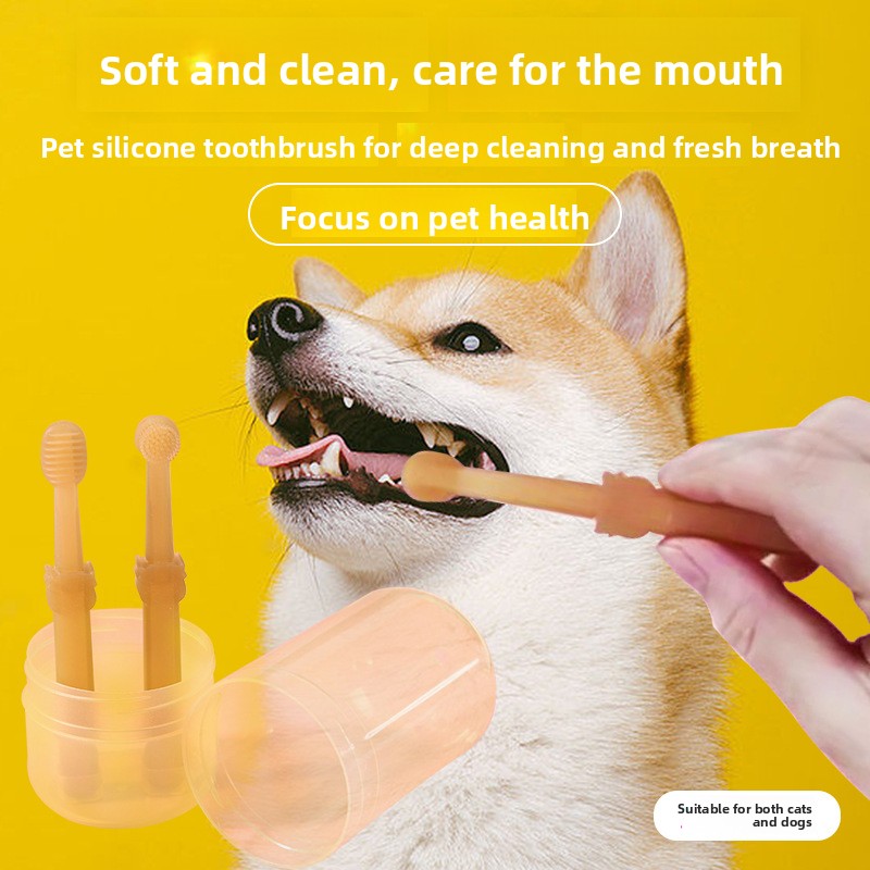 Silicone Pet Toothbrush for Cats and Dogs