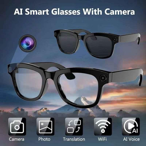 AI Smart Glasses with Built-In Camera, Voice Control, and Blue Light Protection for Hands-Free Photography and Translation - Everyday Genius