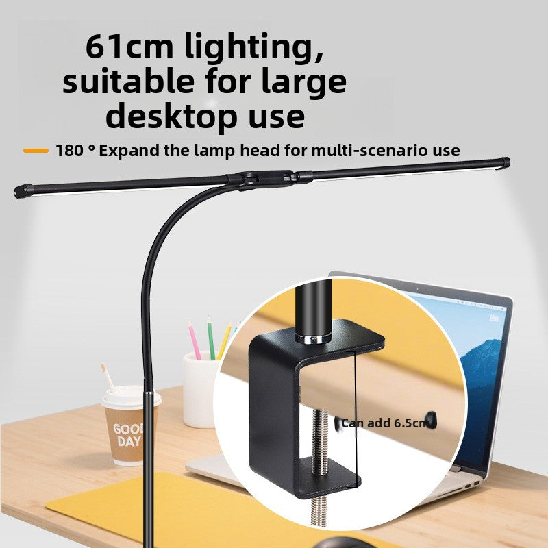  Professional black dual head desk lamp with flexible arms for workspace illumination